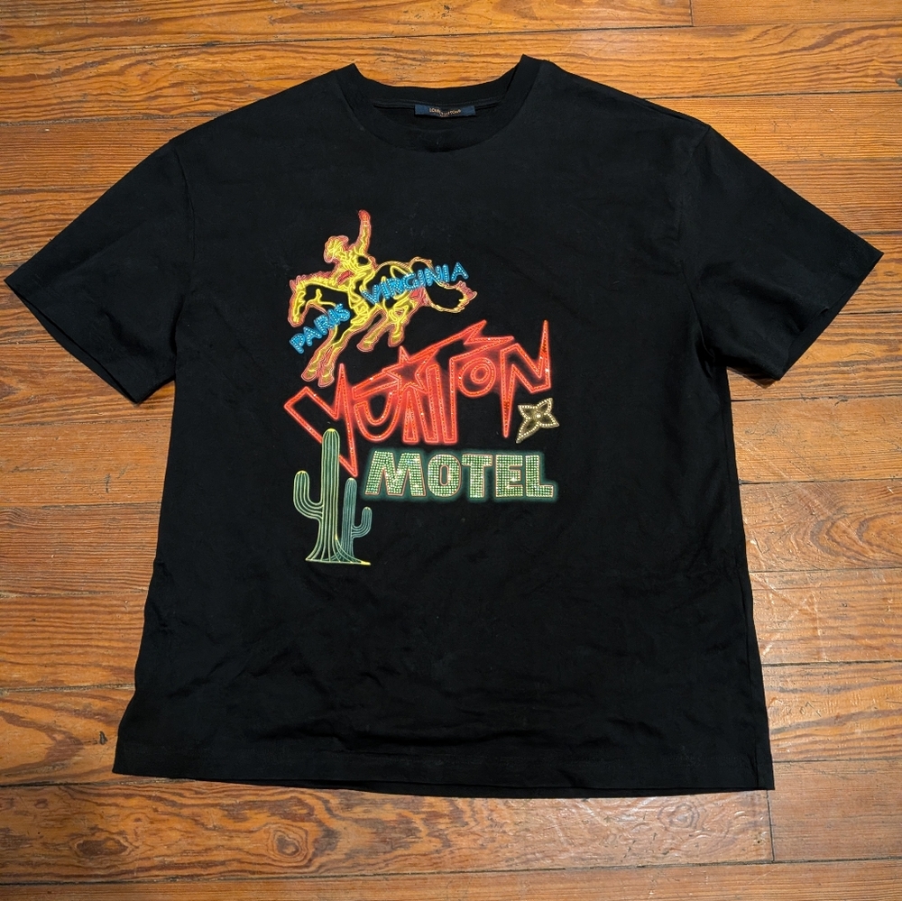 Louis Vuitton Black Tee with Neon Graphic AUTHENTIC